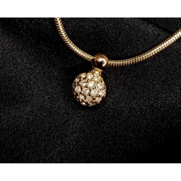 Vintage Christian Dior Gold-Tone Snake Chain Necklace With Crystal-Encrusted Pen - Picture 3 of 4